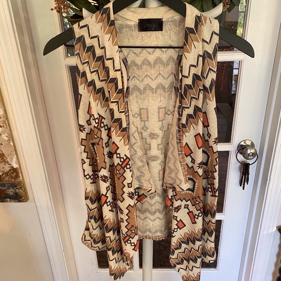 Truly U Aztec Bohemian Open Front Vest L - Picture 1 of 6